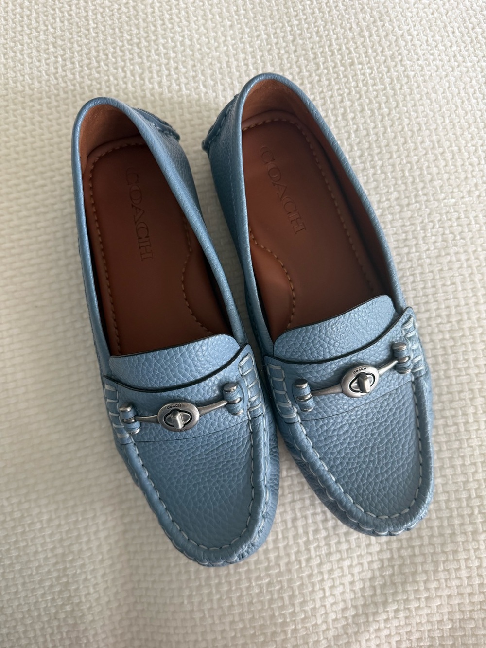 Coach Blue Leather Driver Loafers Size 7B Women’s Slip On Flats